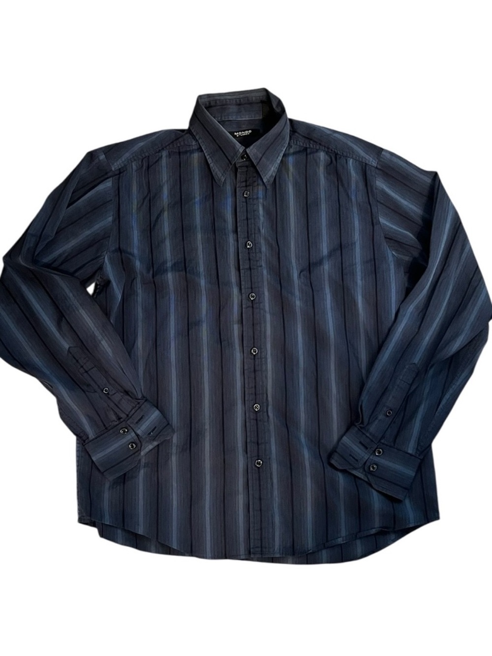Men's Mondo di Marco Casual Button Down Shirt XL Navy Gray Striped